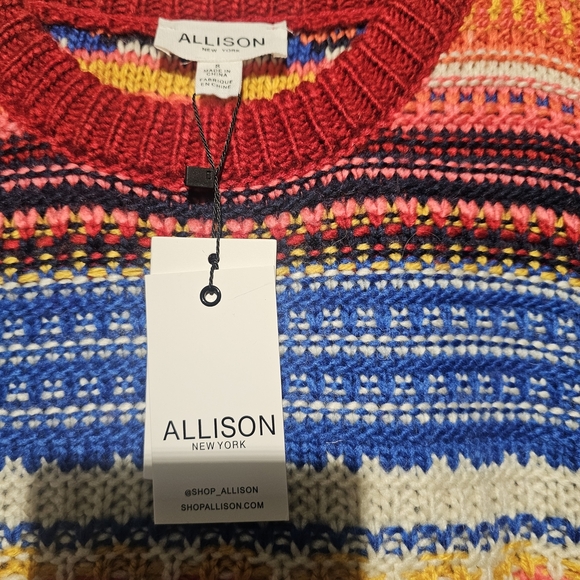 Allison New York NWT Colorful Striped Knit Sweater Size Small PTP 19 - Picture 4 of 5